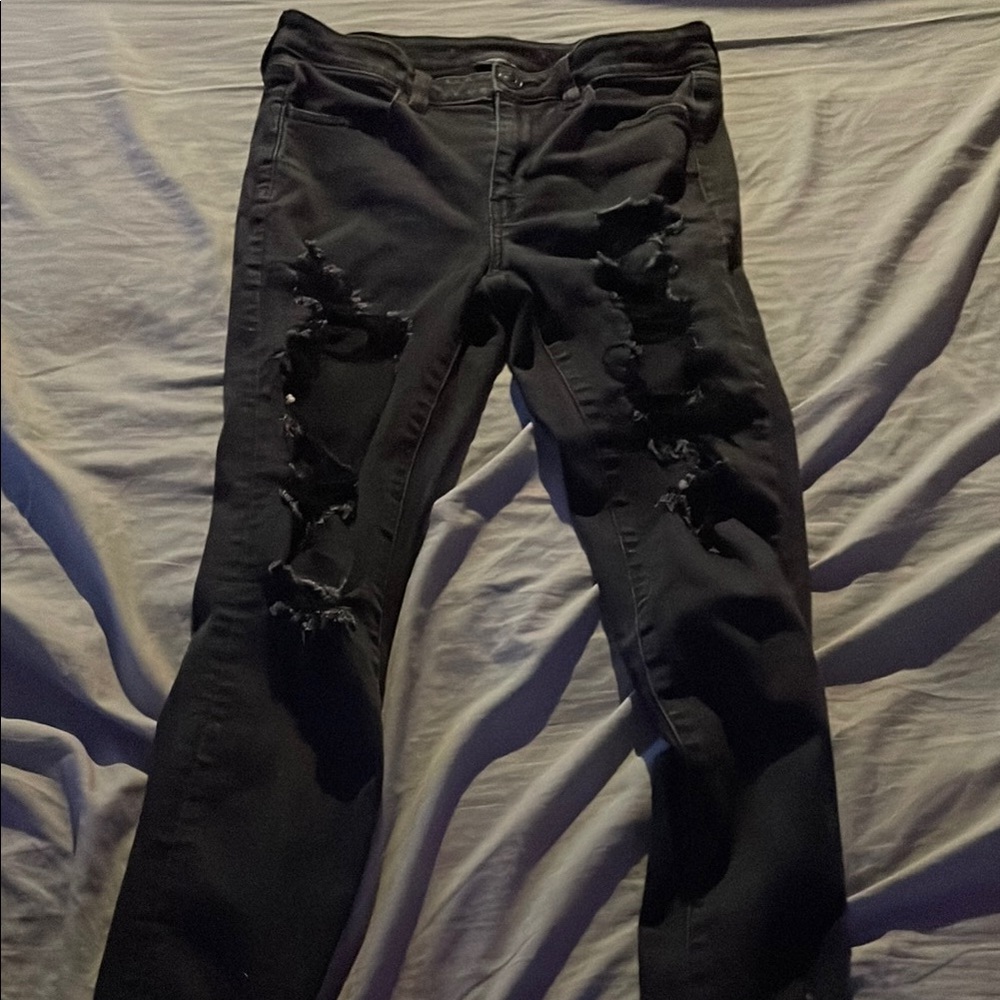 Women's Black Distressed Jeans